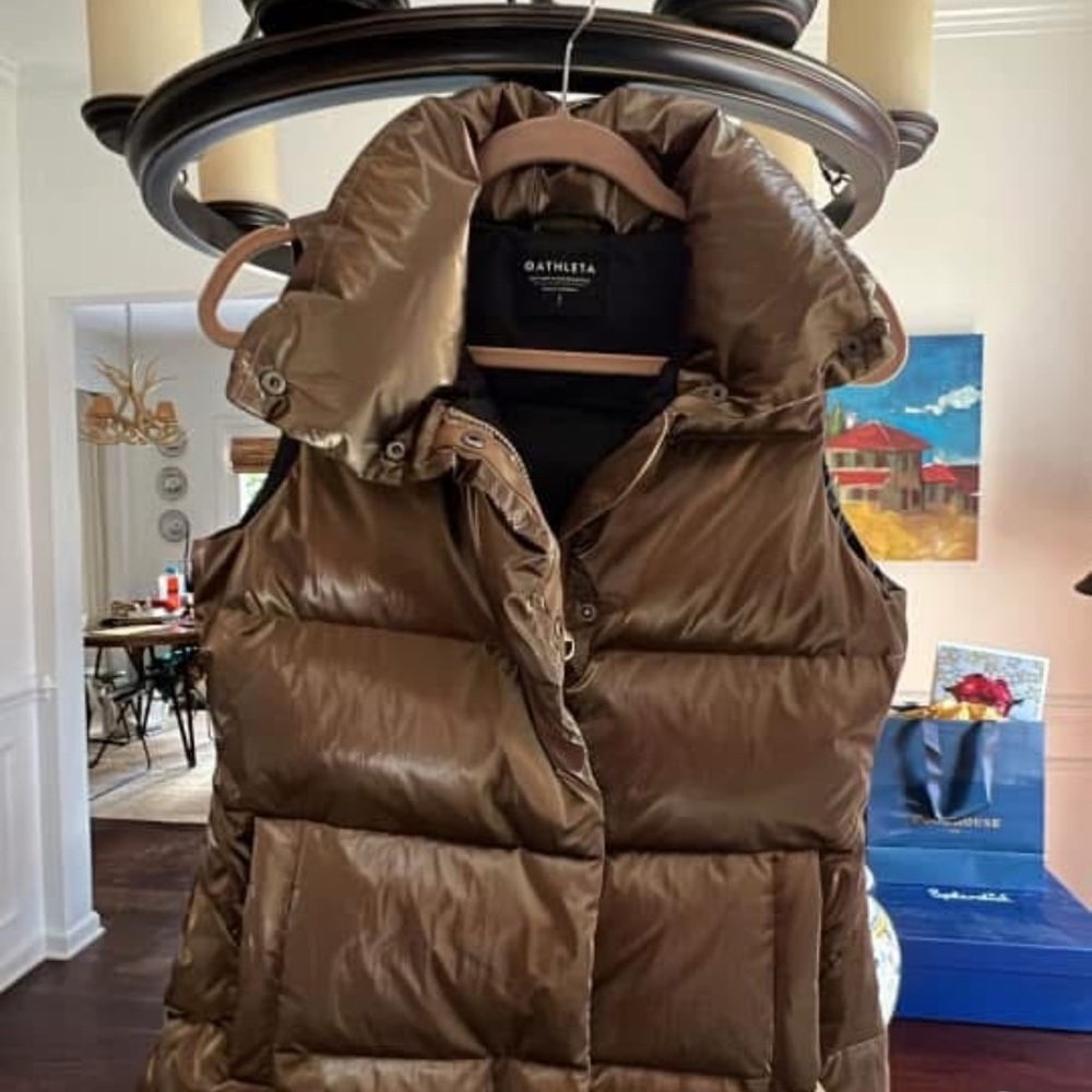 Athleta Shiny Brown Puffer Vest